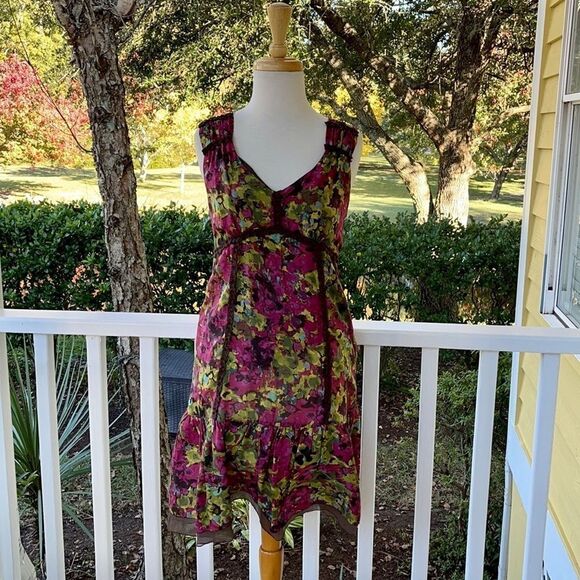 Sundance Ruffled Floral Silk Dress - Picture 1 of 6